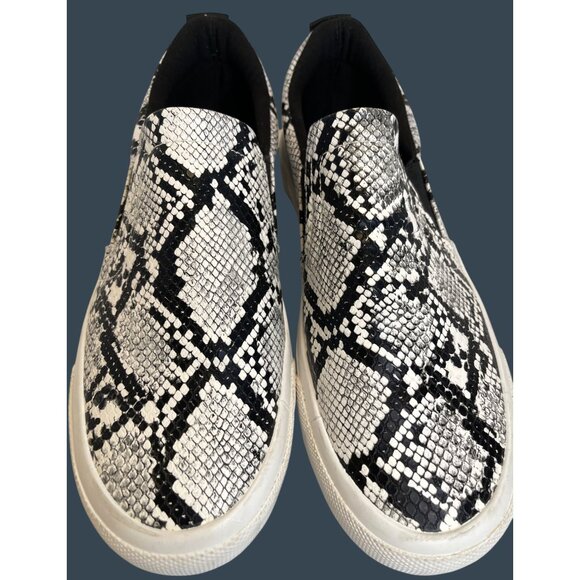 Slip-On Sneakers Black White Snake Flats Casual Walking Shoes Jenn Ardor Size 10 - Picture 12 of 12